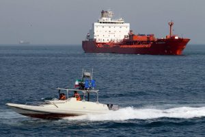 Oil tanker and speedboat