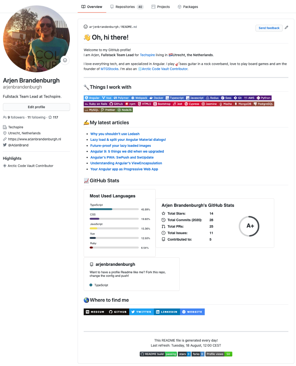 GitHub with a README profile