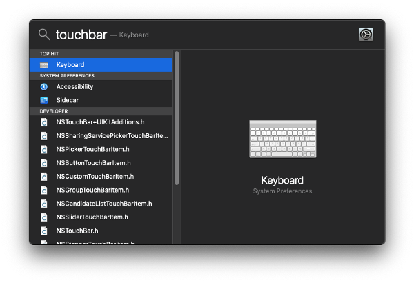 customizing the touchbar settings