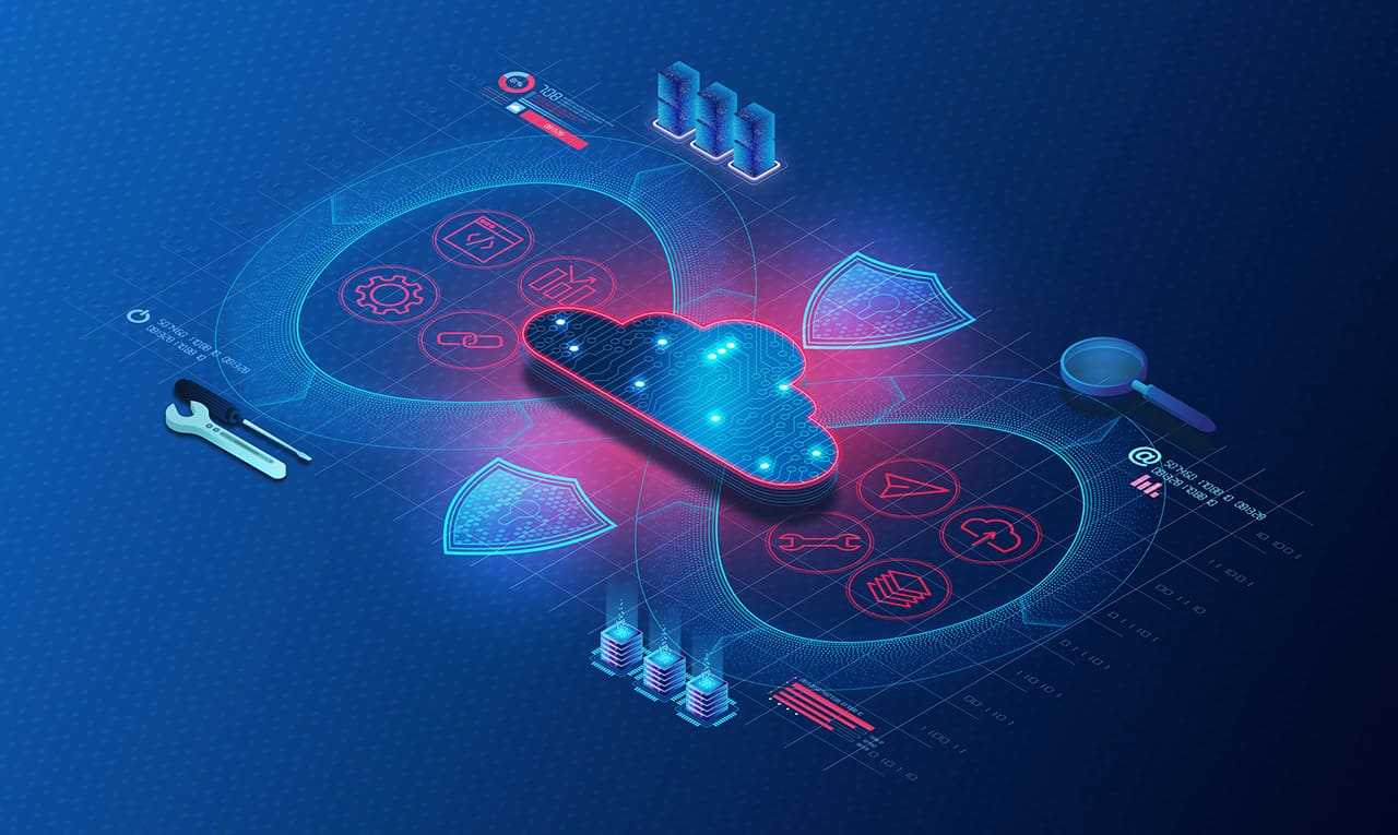 DevSecOps Concept - Integration of Security Testing Throughout the Development and Operations IT Lifecycle - Tools to Release Resilient Software Faster and More Efficiently on the Digital Cloud - 3D Illustration